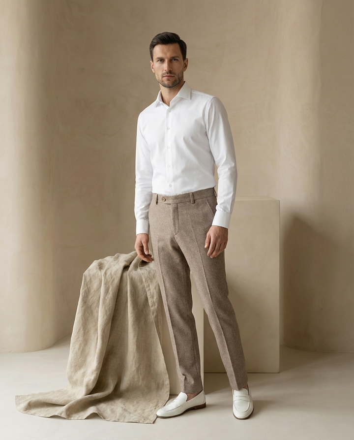 Spodnie Męskie Wełniane Eleganckie | Dopasowany Krój | Wysoka Jakość | Do Pracy i Na Wyjścia