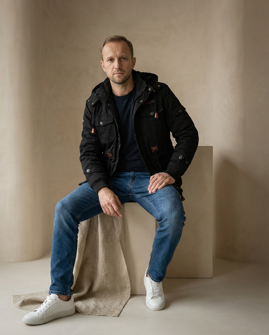 Męska kurtka wiosenna | Dopasowana | Wiele kieszeni | Swobodny