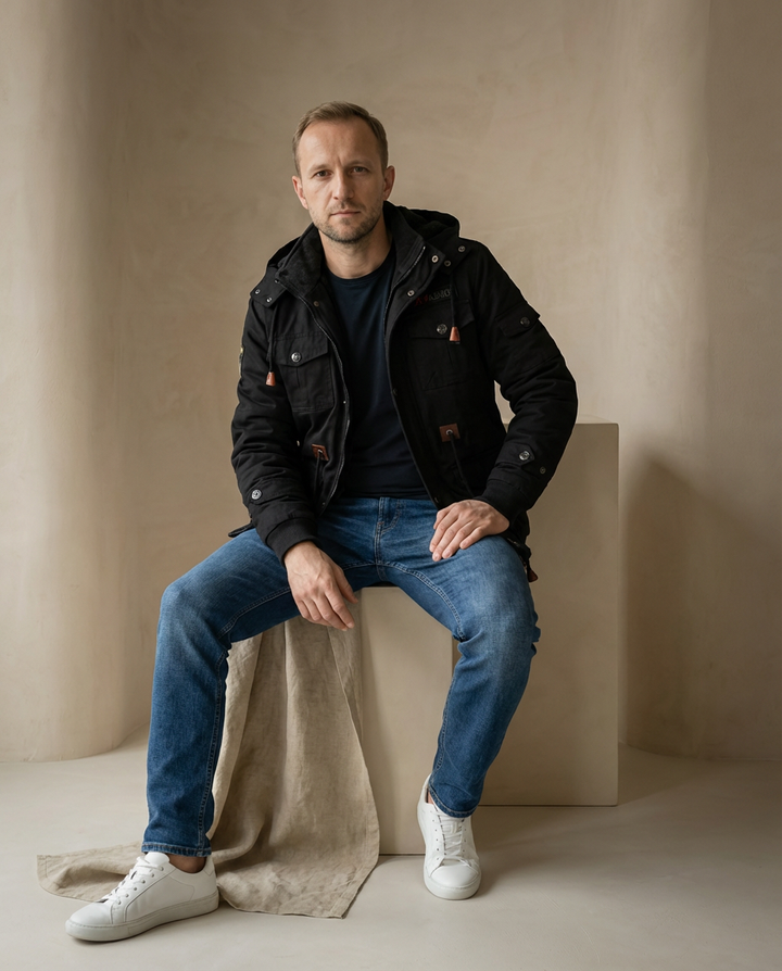 Męska kurtka wiosenna | Dopasowana | Wiele kieszeni | Swobodny