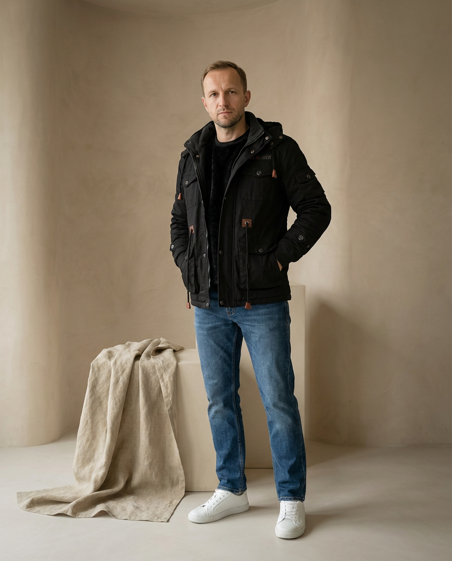 Męska kurtka wiosenna | Dopasowana | Wiele kieszeni | Swobodny