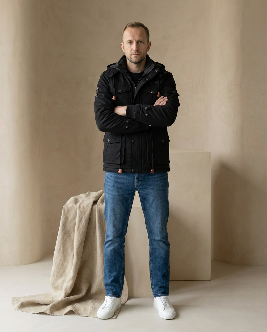 Męska kurtka wiosenna | Dopasowana | Wiele kieszeni | Swobodny
