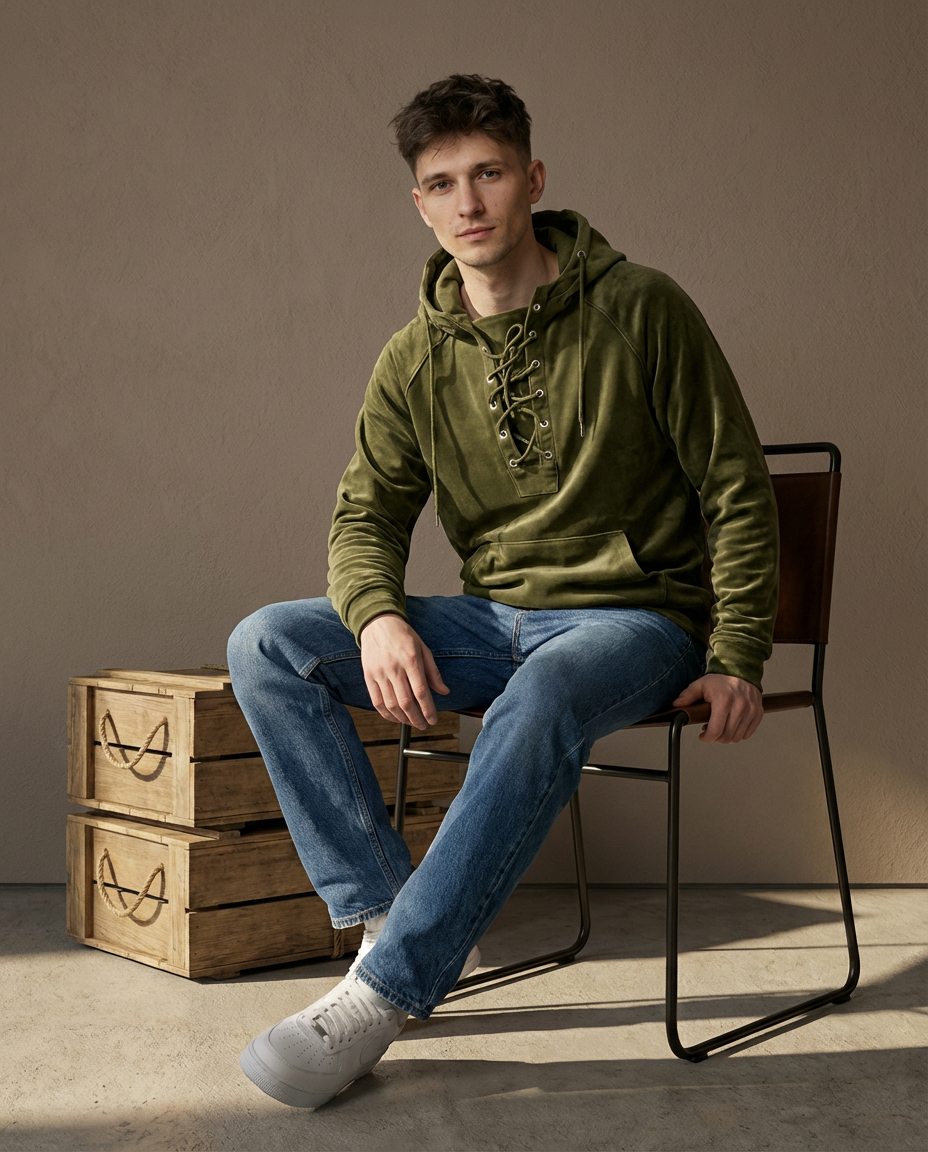 Luźna bluza męska | Wiatroszczelny krój | Gruby materiał | Na jesień i zimę