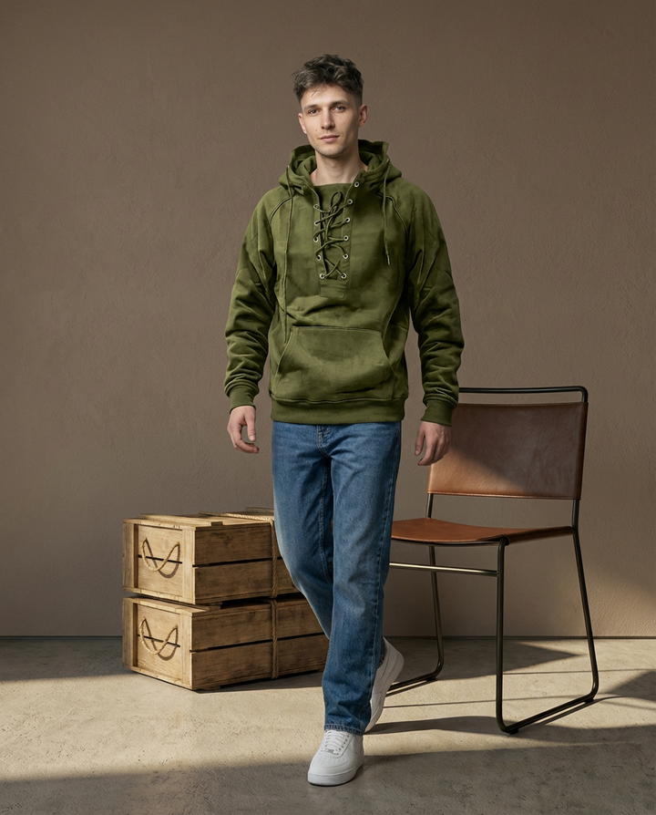 Luźna bluza męska | Wiatroszczelny krój | Gruby materiał | Na jesień i zimę