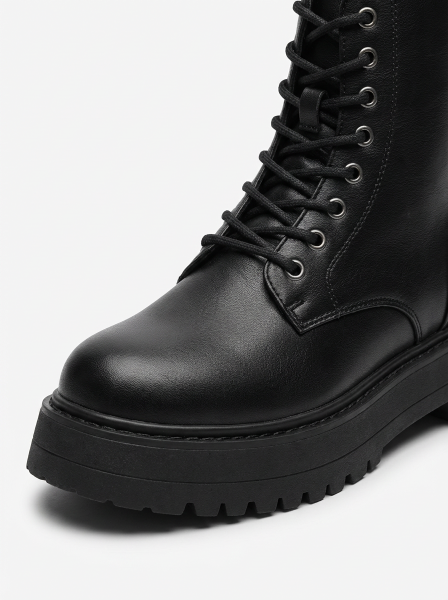 Damskie Botki na Platformie | Sznurowane Buty z Grubą Podeszwą | Styl Miejski i Rockowy