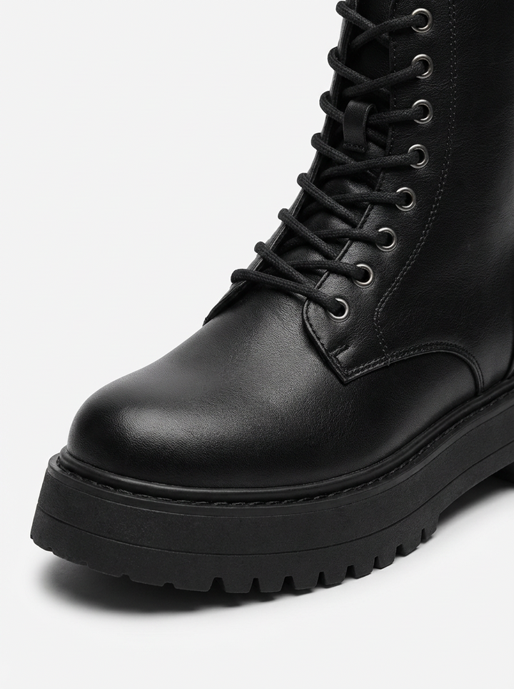 Damskie Botki na Platformie | Sznurowane Buty z Grubą Podeszwą | Styl Miejski i Rockowy