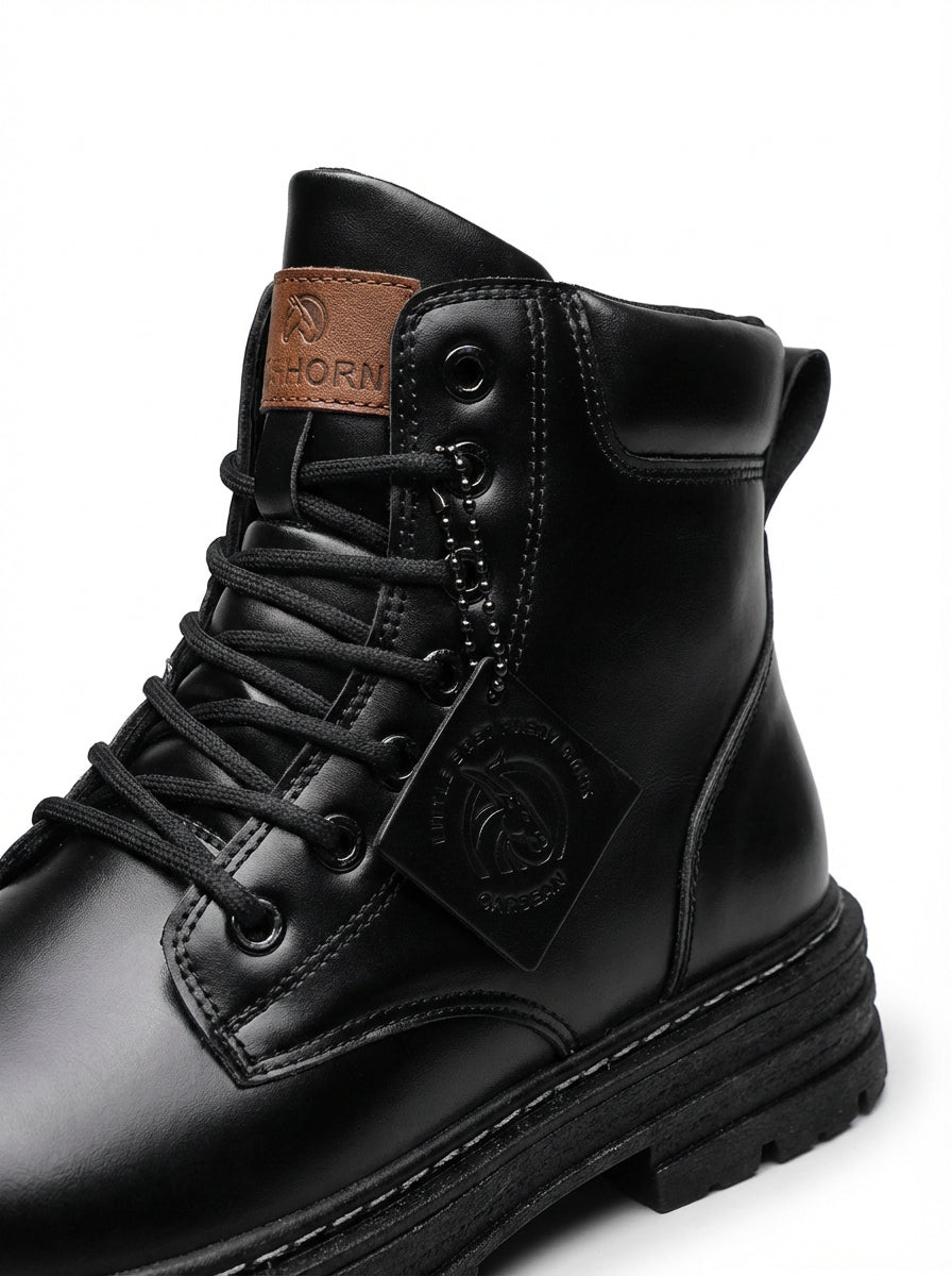 Męskie Trzewiki Sznurowane | Solidna Podeszwa | Styl Roboczy | Na Jesień i Zimę