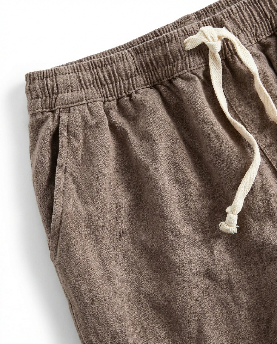 Lniane spodnie męskie | Prosty krój | Elastyczna talia | Luźne