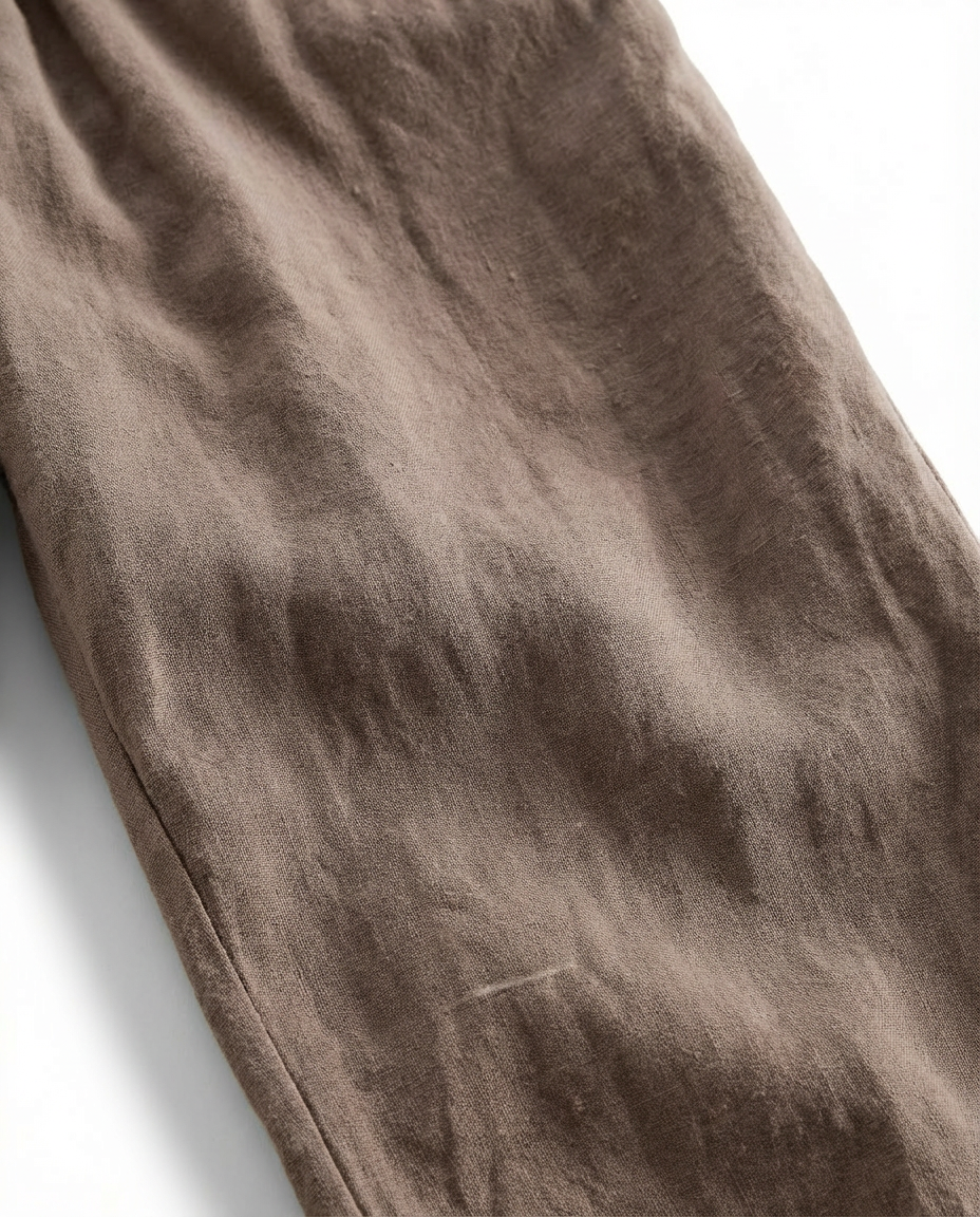 Lniane spodnie męskie | Prosty krój | Elastyczna talia | Luźne