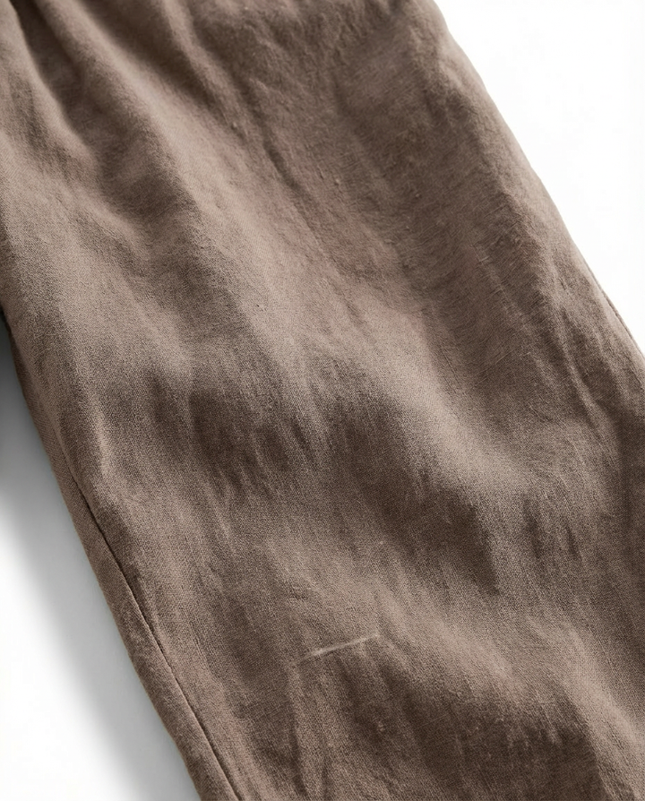 Lniane spodnie męskie | Prosty krój | Elastyczna talia | Luźne