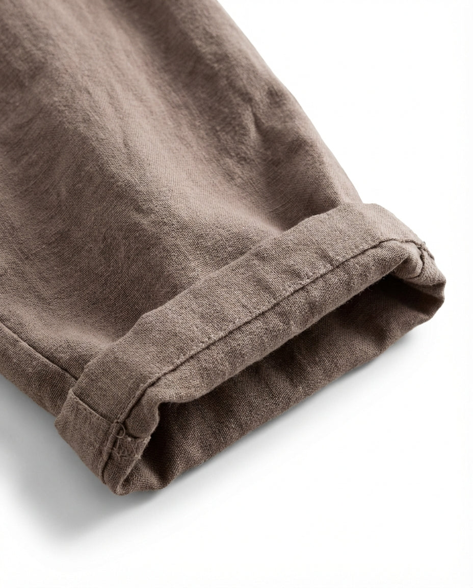 Lniane spodnie męskie | Prosty krój | Elastyczna talia | Luźne