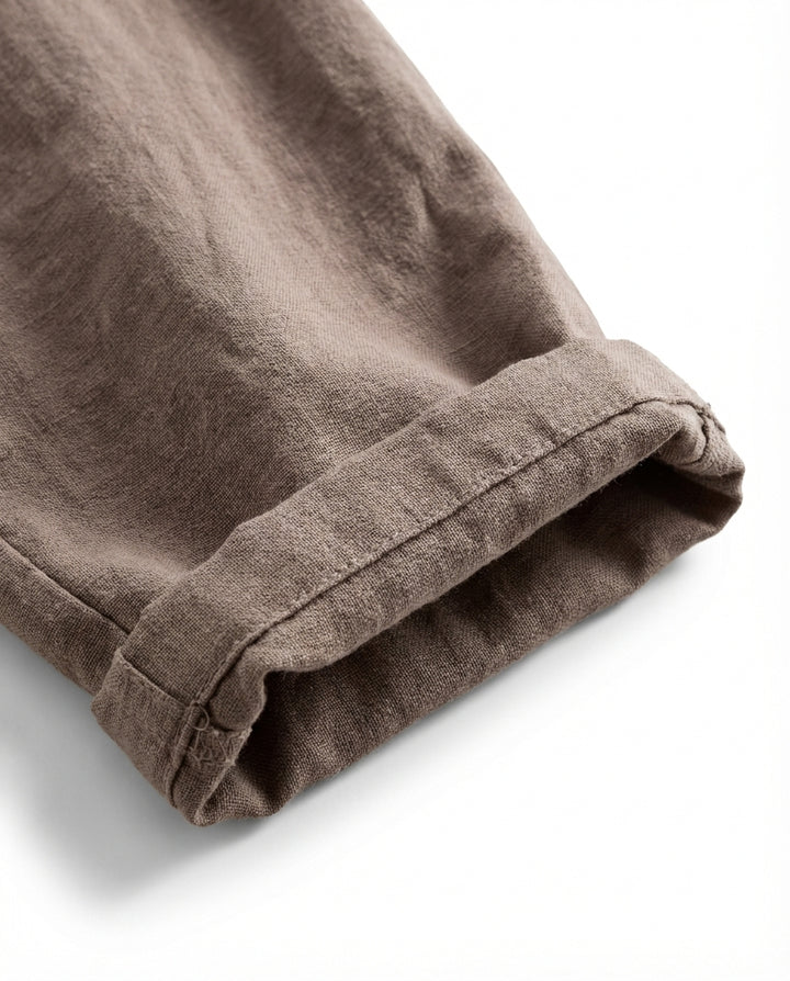 Lniane spodnie męskie | Prosty krój | Elastyczna talia | Luźne