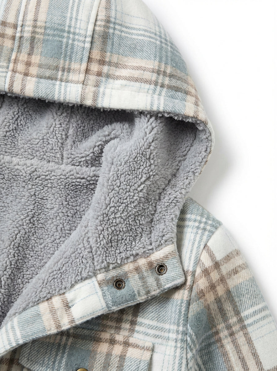 Koszulowa Kurtka Damska w Kratę | Flanelowy Styl | Z Miękkim Kapturem | Na Chłodniejsze Dni