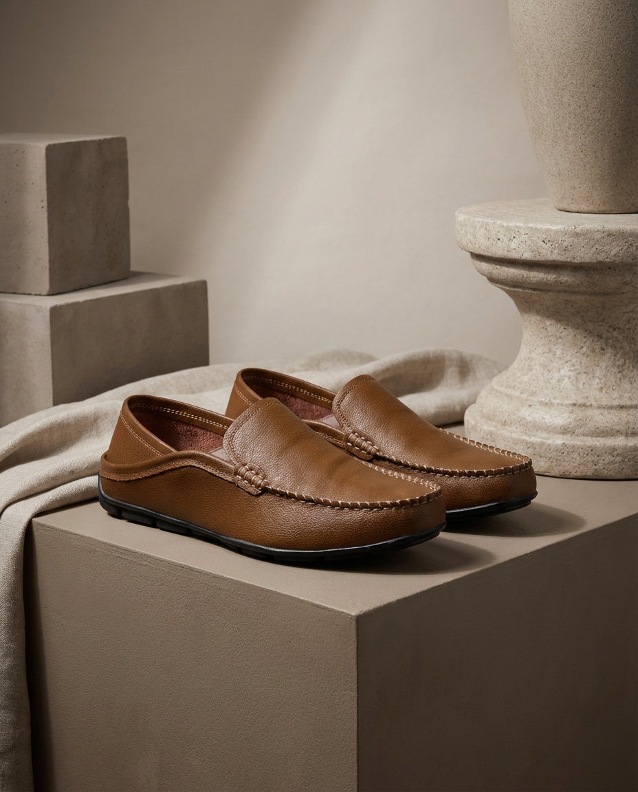 Mokasyny Męskie Skórzane | Klasyczny Krój | Wygodna Podeszwa | Do Pracy i Na Co Dzień