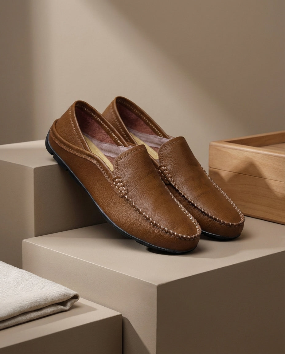 Mokasyny Męskie Skórzane | Klasyczny Krój | Wygodna Podeszwa | Do Pracy i Na Co Dzień