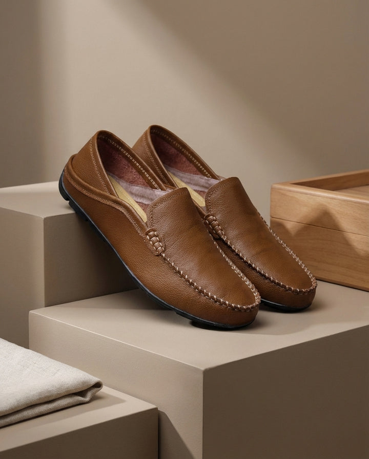 Mokasyny Męskie Skórzane | Klasyczny Krój | Wygodna Podeszwa | Do Pracy i Na Co Dzień