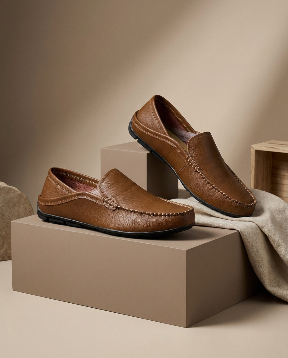 Mokasyny Męskie Skórzane | Klasyczny Krój | Wygodna Podeszwa | Do Pracy i Na Co Dzień