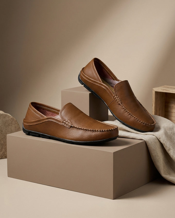 Mokasyny Męskie Skórzane | Klasyczny Krój | Wygodna Podeszwa | Do Pracy i Na Co Dzień