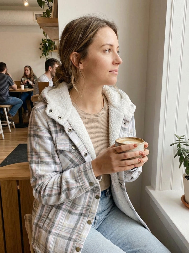 Koszulowa Kurtka Damska w Kratę | Flanelowy Styl | Z Miękkim Kapturem | Na Chłodniejsze Dni