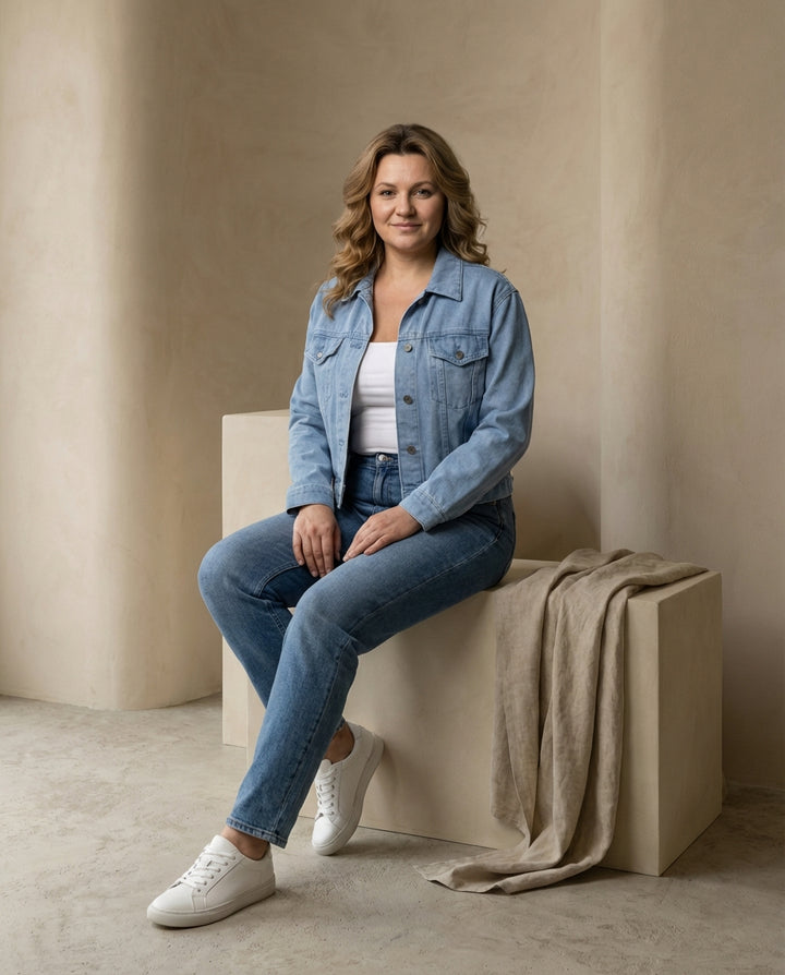 Kurtka Dżinsowa Damska Dzinsowka | Klasyczny Krój | Wytrzymały Materiał | Na Co Dzień