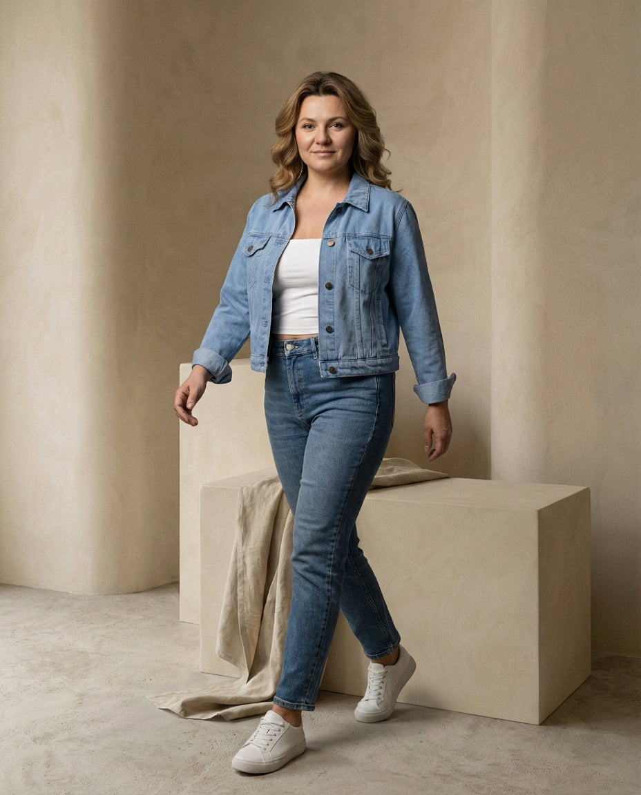 Kurtka Dżinsowa Damska Dzinsowka | Klasyczny Krój | Wytrzymały Materiał | Na Co Dzień