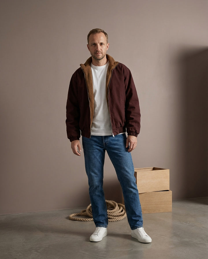 Kurtka Zimowa Męska Kurtka Męska Zimowa | Luźny Krój | Wyściełany Kołnierz | Na Zimę