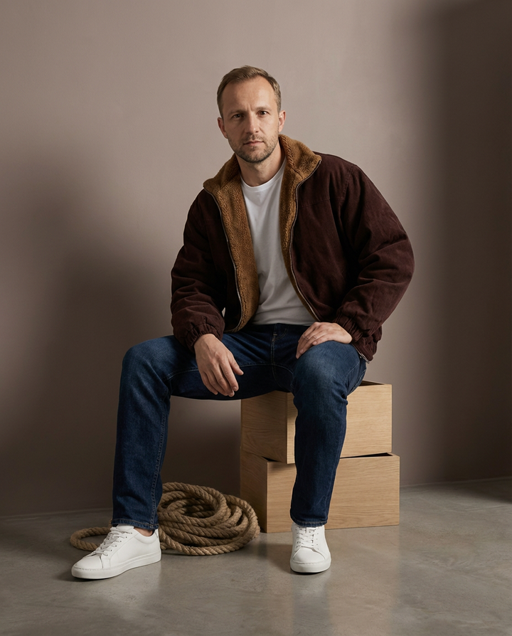 Kurtka Zimowa Męska Kurtka Męska Zimowa | Luźny Krój | Wyściełany Kołnierz | Na Zimę