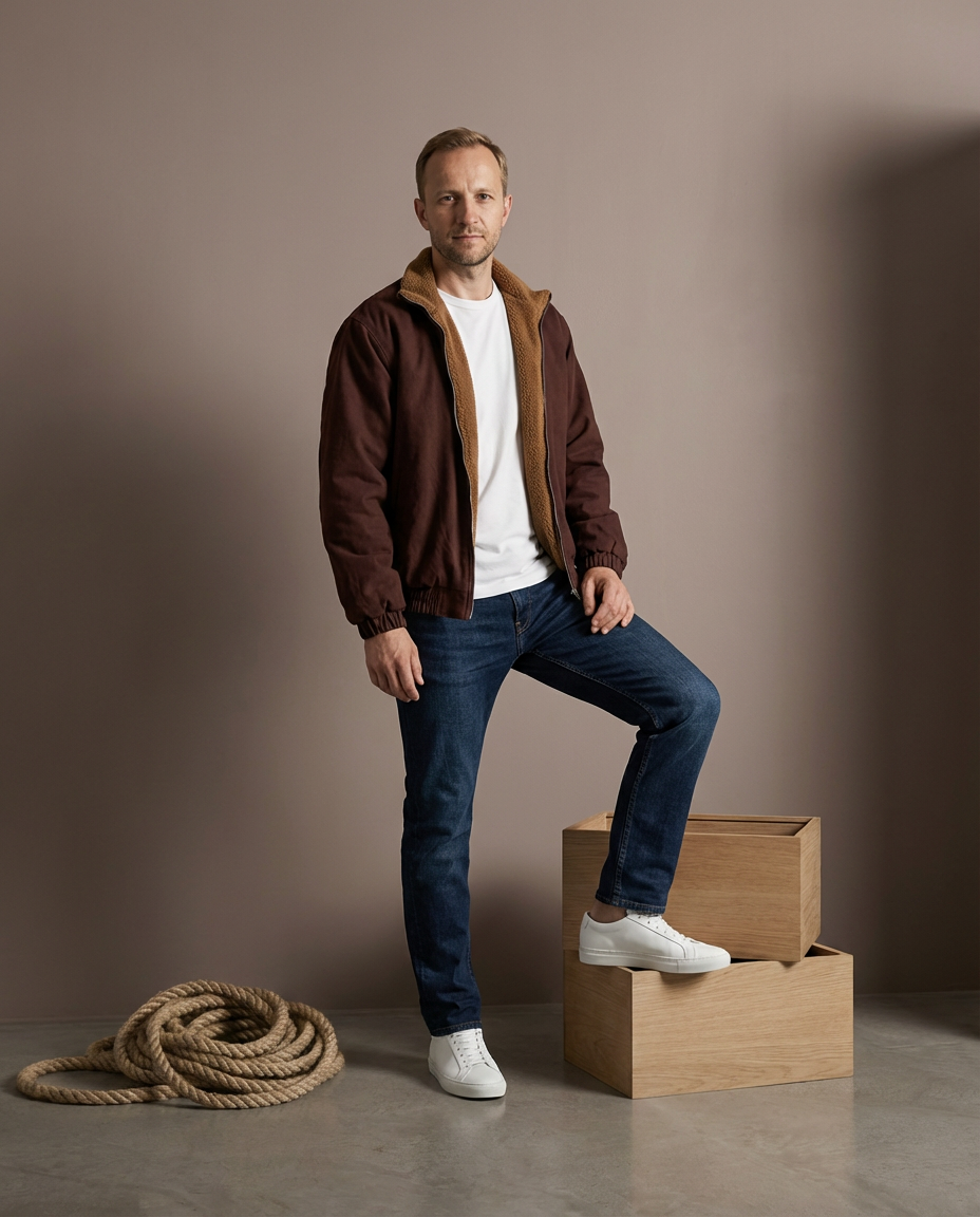 Kurtka Zimowa Męska Kurtka Męska Zimowa | Luźny Krój | Wyściełany Kołnierz | Na Zimę