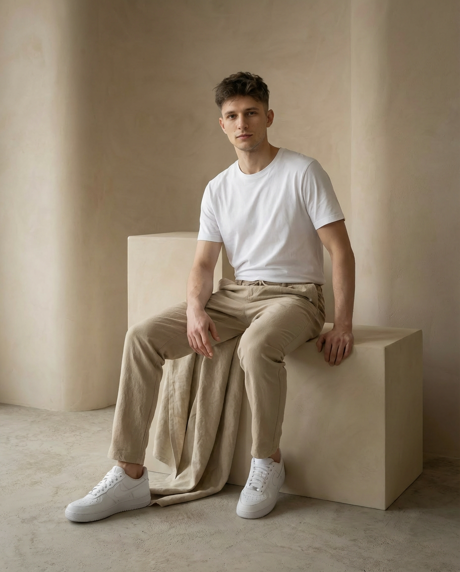 Lekkie lniane spodnie męskie | Luźny krój | Oddychający materiał | Na co dzień