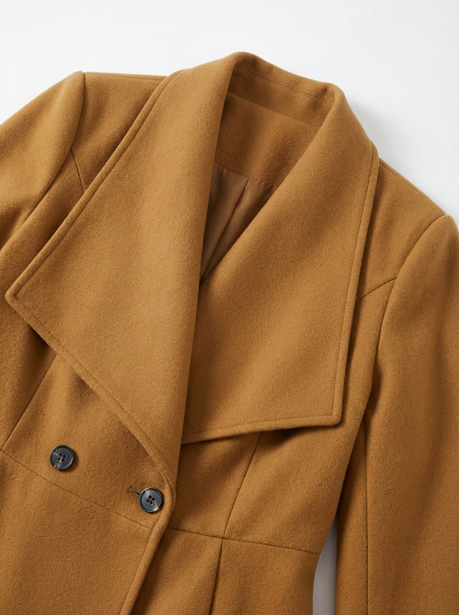 Damski Elegancki Płaszcz w Kolorze Czerwonym | Taliowany Krój | Klasyczny Dwurzędowy Design