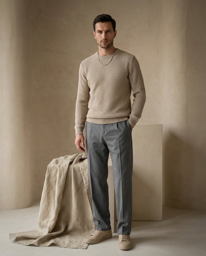 Spodnie plisowane męskie | Luźny krój | Wygodny materiał | Na co dzień