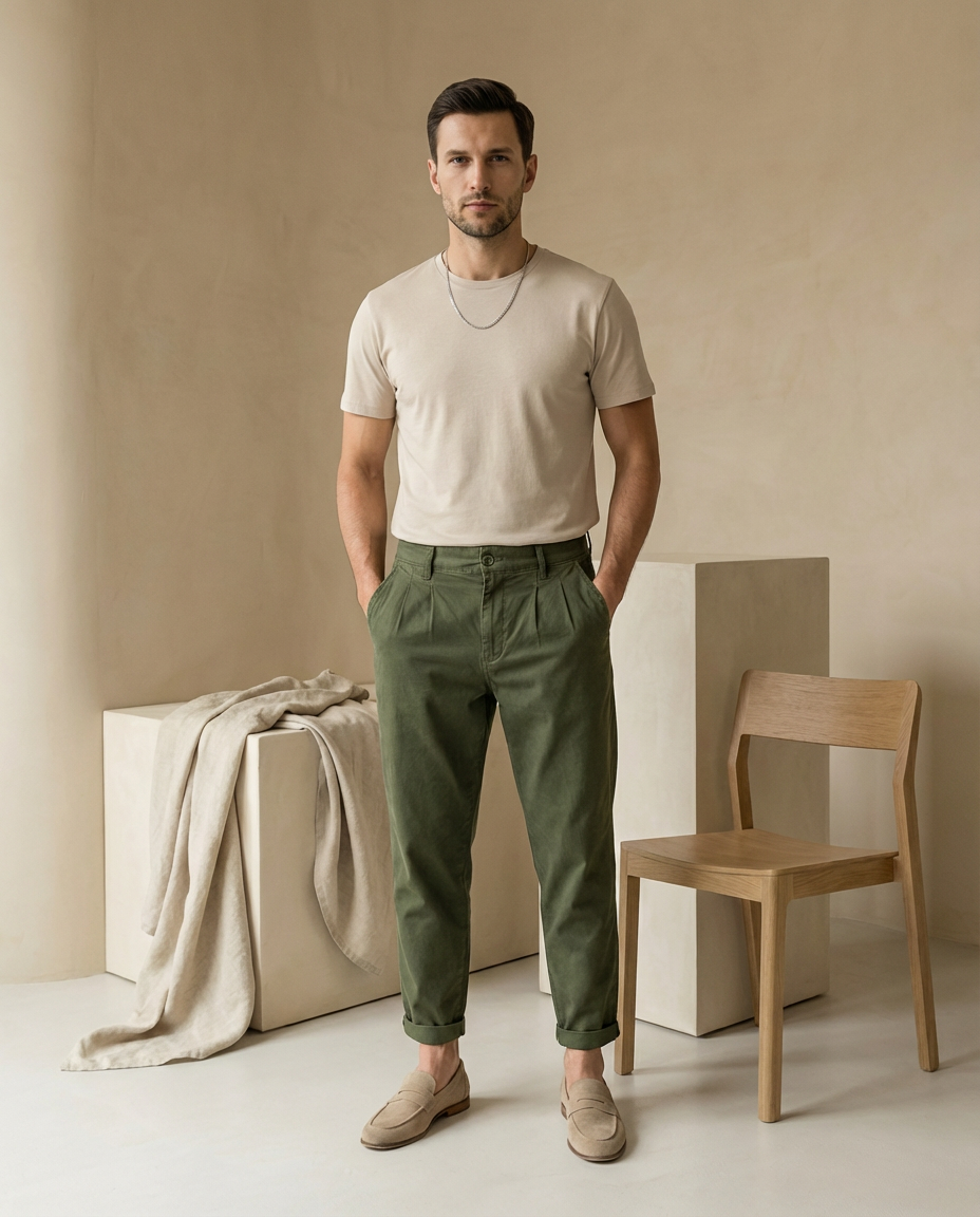 Spodnie męskie o skróconym kroju | Luźny krój | Oddychający materiał | Swobodny