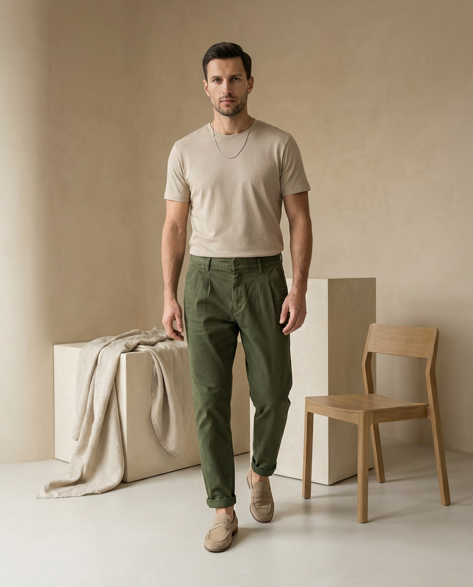 Spodnie męskie o skróconym kroju | Luźny krój | Oddychający materiał | Swobodny