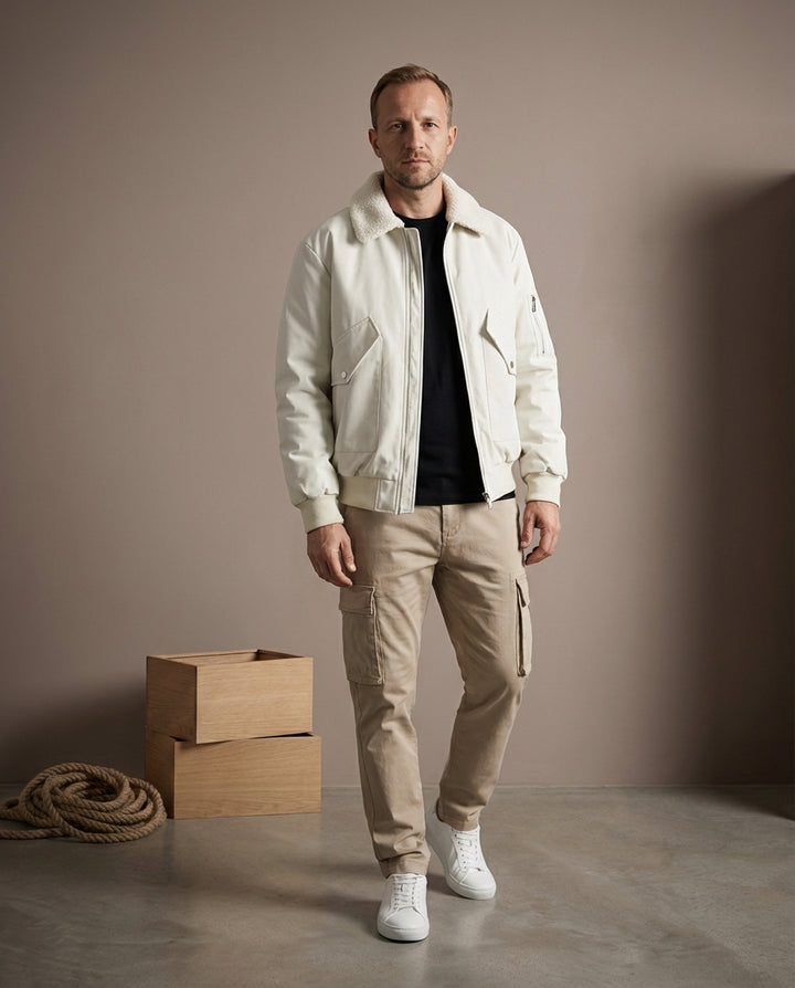 Męska kurtka zimowa | Krój bomber | Pikowana podszewka | Na zimę