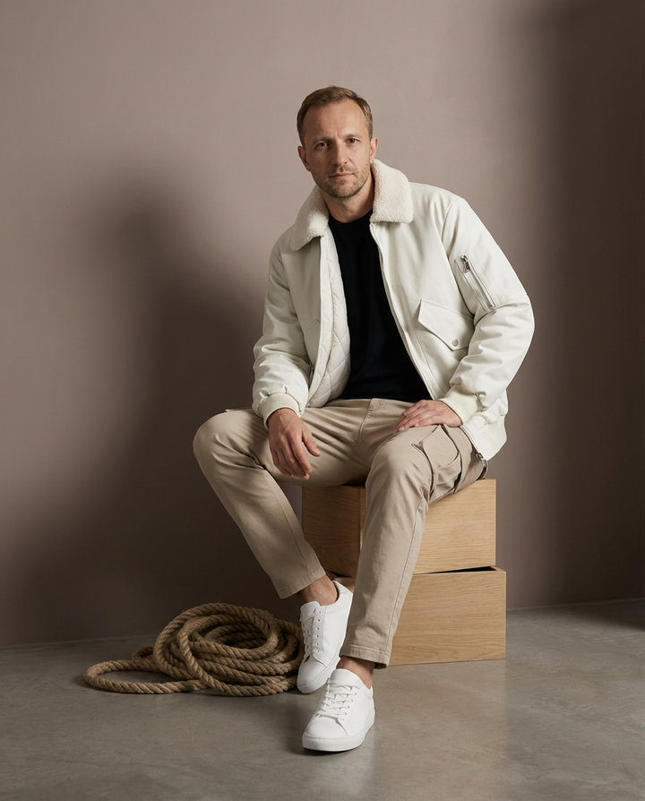 Męska kurtka zimowa | Krój bomber | Pikowana podszewka | Na zimę