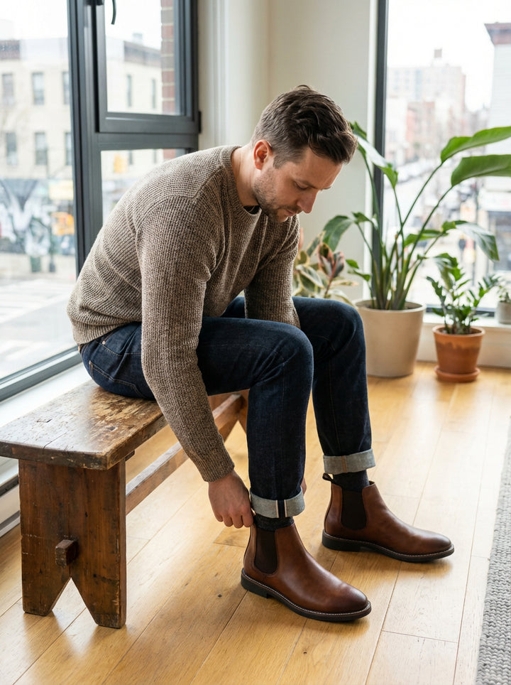 Sztyblety Męskie | Skóra Ekologiczna | Klasyczny Krój