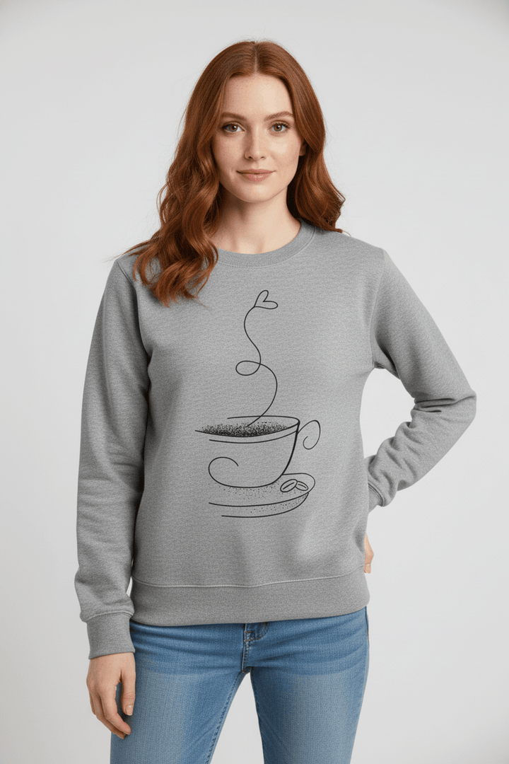 Bluza z Nadrukiem Filiżanki | Klasyczny Krój | Wygodna i Stylowa na Co Dzień