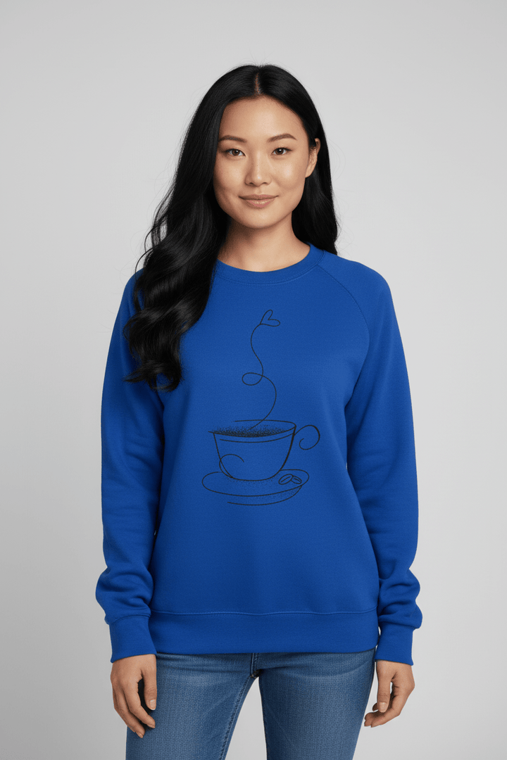 Bluza z Nadrukiem Filiżanki | Klasyczny Krój | Wygodna i Stylowa na Co Dzień