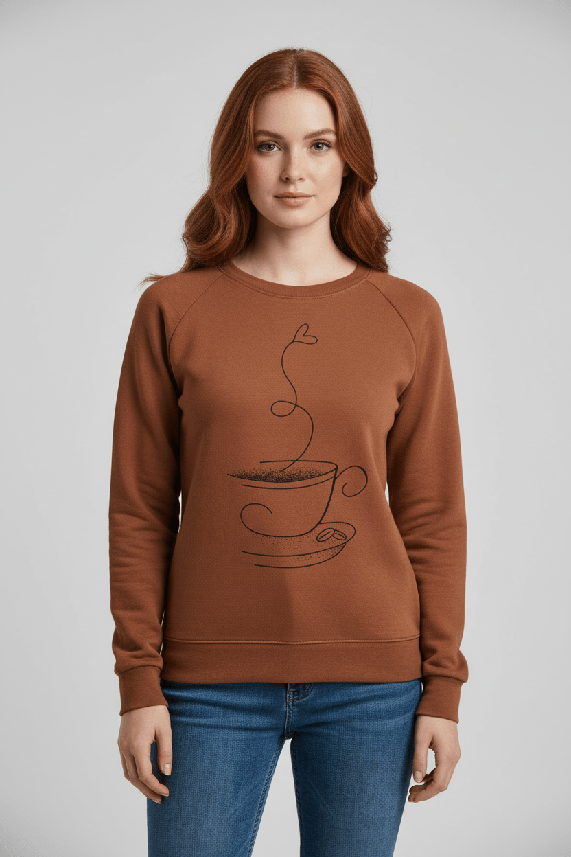 Bluza z Nadrukiem Filiżanki | Klasyczny Krój | Wygodna i Stylowa na Co Dzień