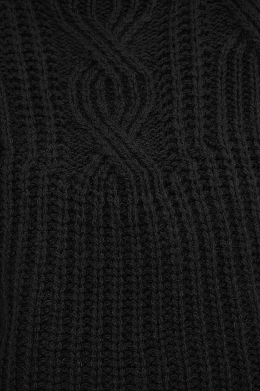 Sweter z Grubej Dzianiny | Wysoki Kołnierz | Pleciony Wzór