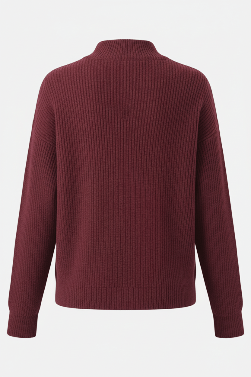 Sweter z Kopertowym Zapięciem | Dzianina o Strukturze Prążków | Stylowy z Ozdobnym Guzikiem