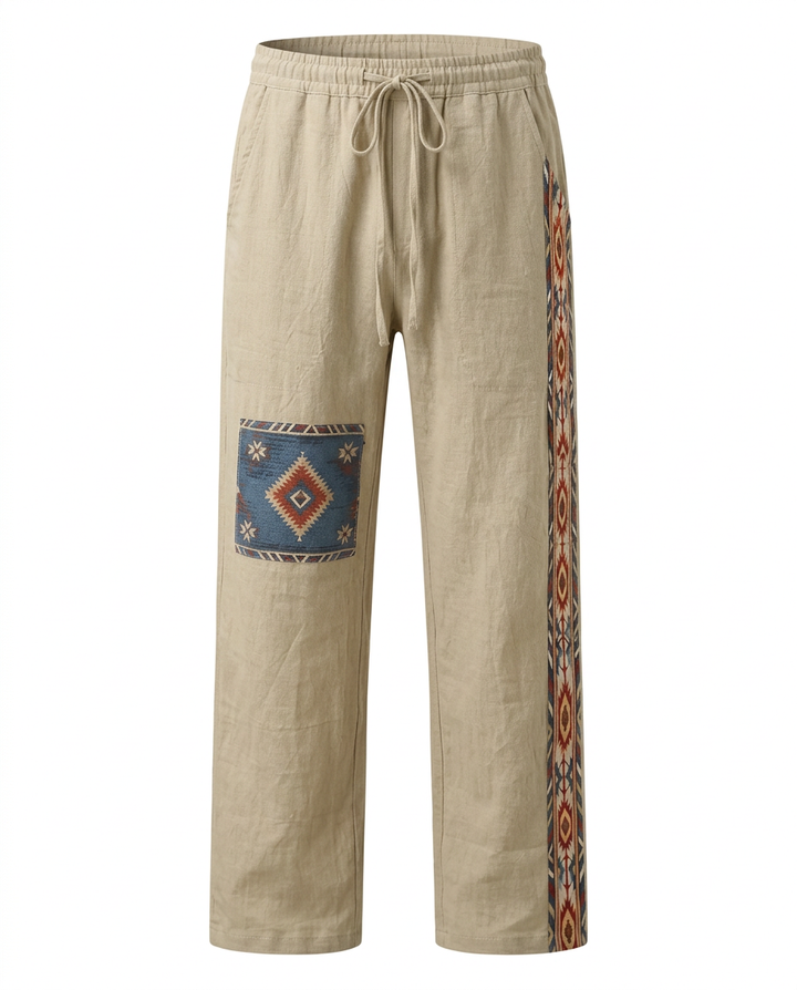 Spodnie męskie w stylu boho | Luźny krój | Wzory etniczne | Swobodne