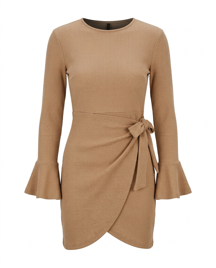 Sukienka Damska Mini | Luźny Krój | Subtelne Marszczenia | Na Co Dzień