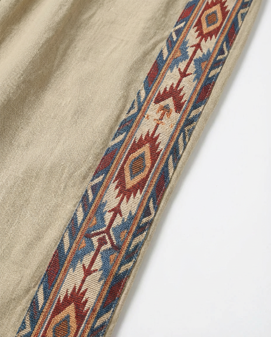 Spodnie męskie w stylu boho | Luźny krój | Wzory etniczne | Swobodne