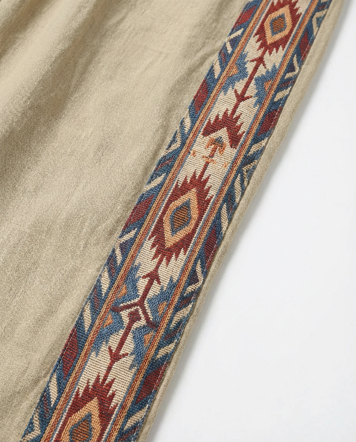 Spodnie męskie w stylu boho | Luźny krój | Wzory etniczne | Swobodne