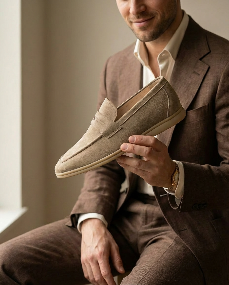 Mokasyny męskie zamszowe | Klasyczny krój | Wsuwane | Na wiosnę i lato