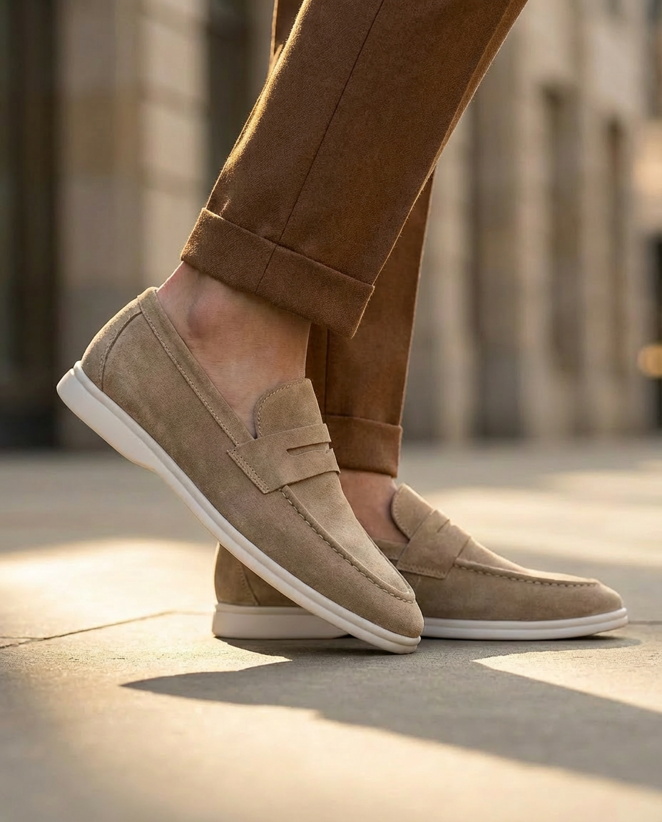 Mokasyny męskie zamszowe | Klasyczny krój | Wsuwane | Na wiosnę i lato