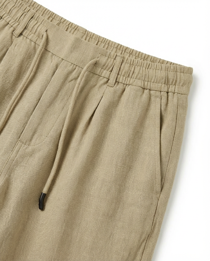 Lniane szerokie spodnie męskie | Wygodny krój | Regulowany pas | Na co dzień