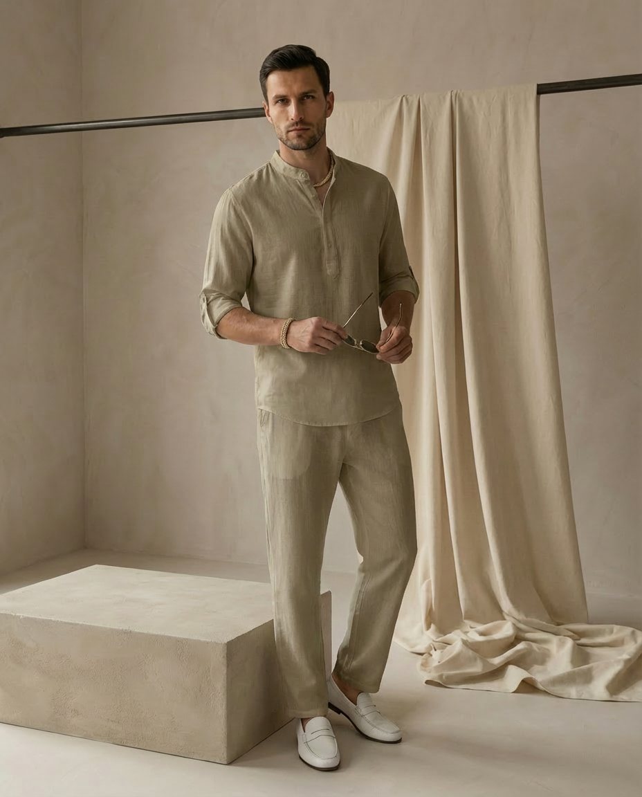 Zestaw Męski Dwuczęściowy Oddychający | Luźny Krój | Lekkie Materiały | Na Lato