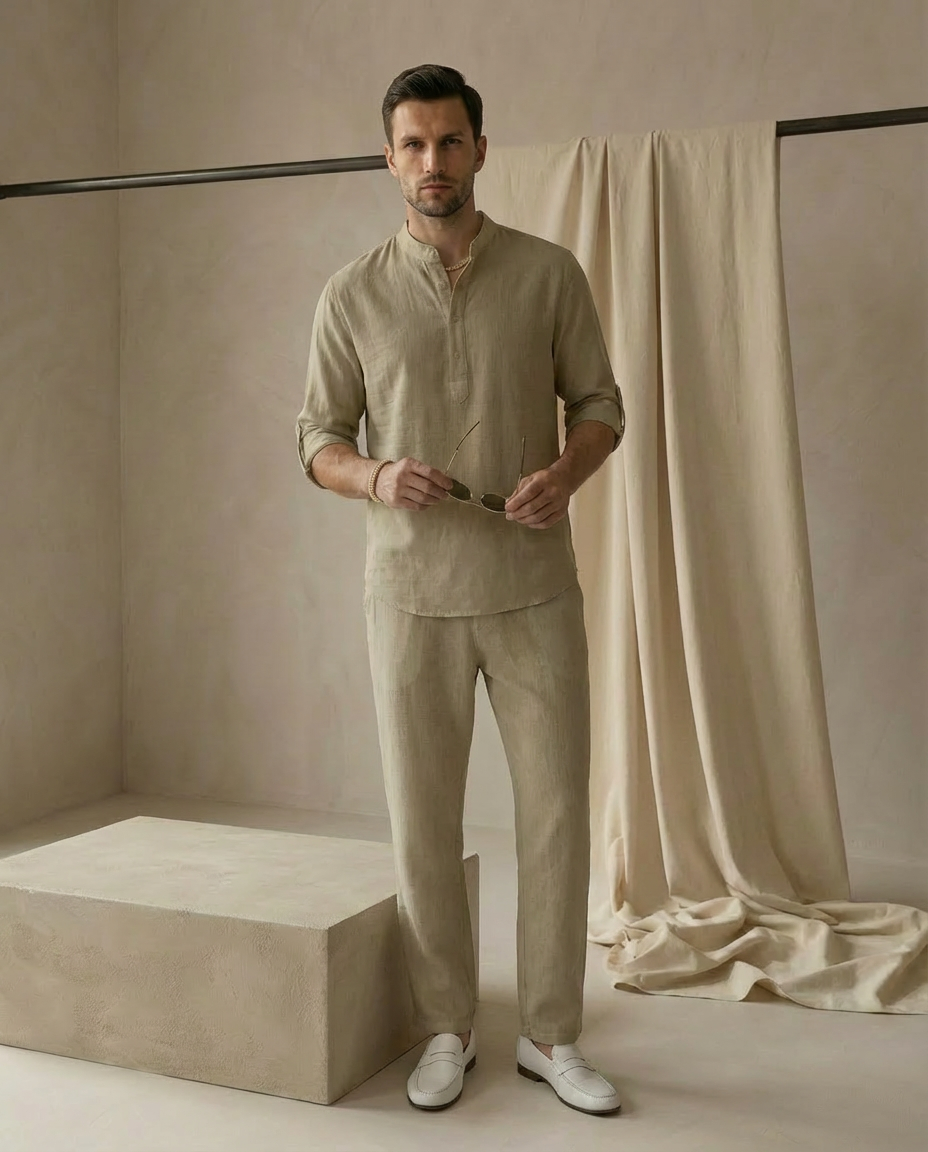 Zestaw Męski Dwuczęściowy Oddychający | Luźny Krój | Lekkie Materiały | Na Lato