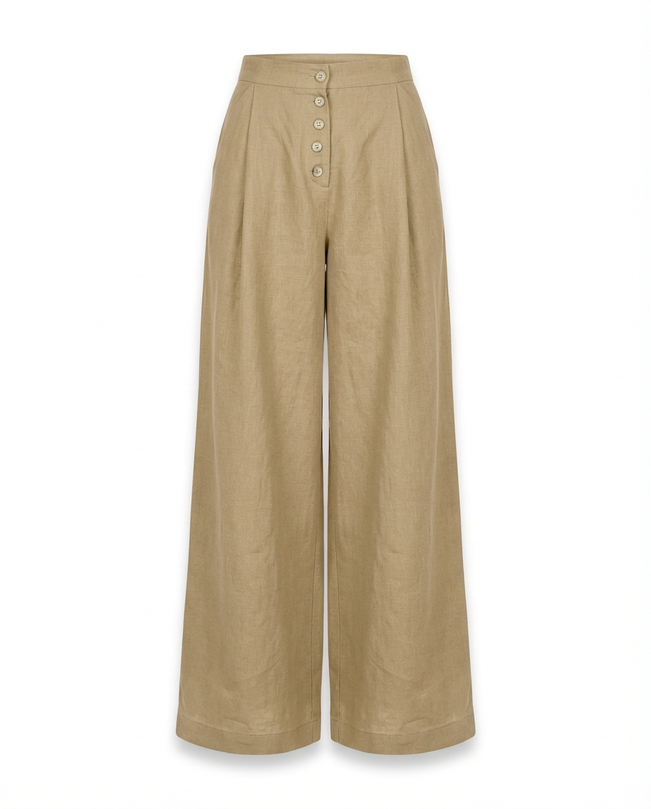 Spodnie Palazzo Palazzo Spodnie | Luźny Krój | Detale Zapinane na Guziki | Na Lato